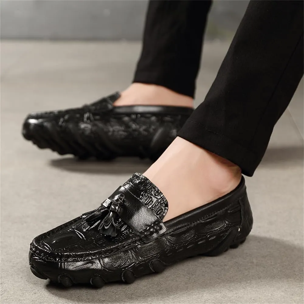 Men's Penny Loafers Moccasin Driving Shoes Fashion Crocodile Printed Slip On Flats Boat Shoes