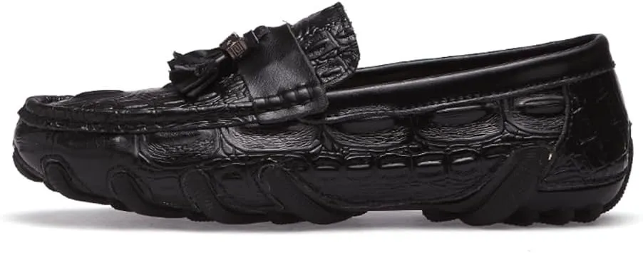 Men's Penny Loafers Moccasin Driving Shoes Fashion Crocodile Printed Slip On Flats Boat Shoes