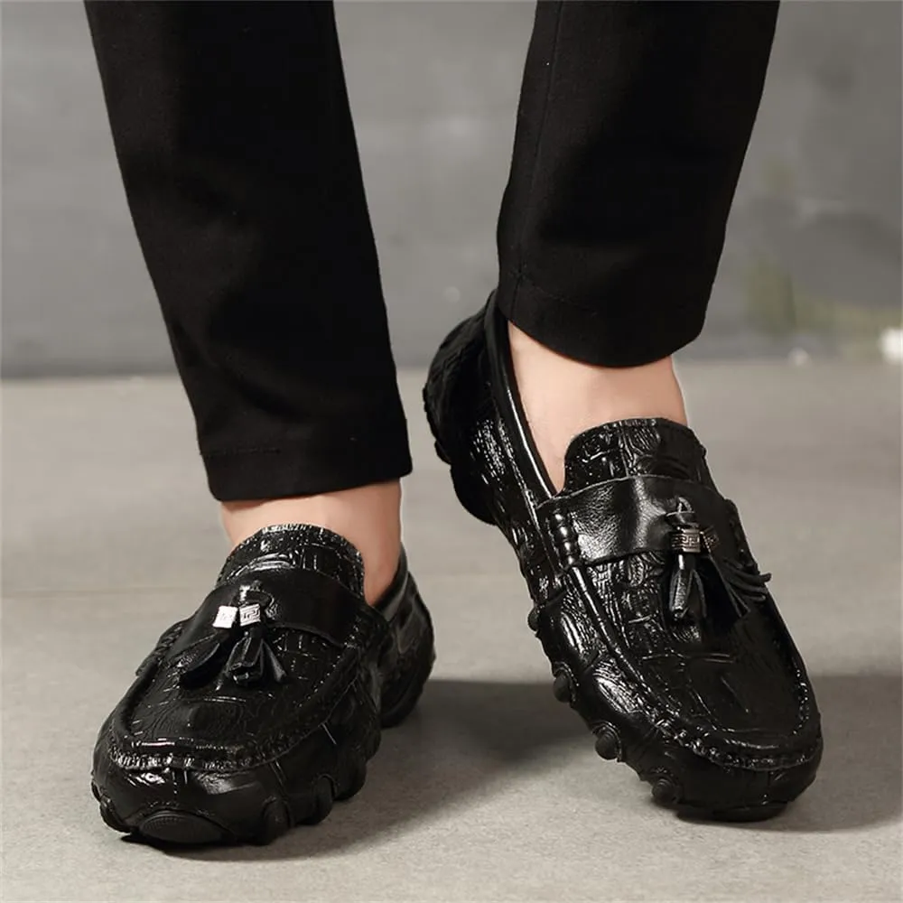 Men's Penny Loafers Moccasin Driving Shoes Fashion Crocodile Printed Slip On Flats Boat Shoes