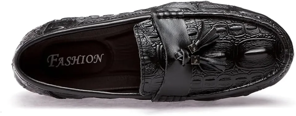 Men's Penny Loafers Moccasin Driving Shoes Fashion Crocodile Printed Slip On Flats Boat Shoes