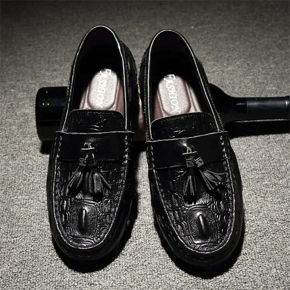 Men's Penny Loafers Moccasin Driving Shoes Fashion Crocodile Printed Slip On Flats Boat Shoes