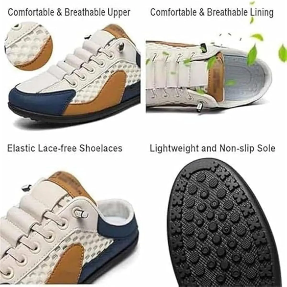Men's Slip on Mule Sneakers,Men's Backless Sneakers, Closed Toe Half Drag Sneakers Anti-Slip Walking Shoes