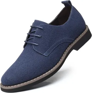 Men's Suede Lace Up Dress Shoes,Classic Hand Stitching Retro Suede Leather Soft Sole Flat Shoes Velvet Low-Top Casual British Business Office Breathable Oxford Shoes
