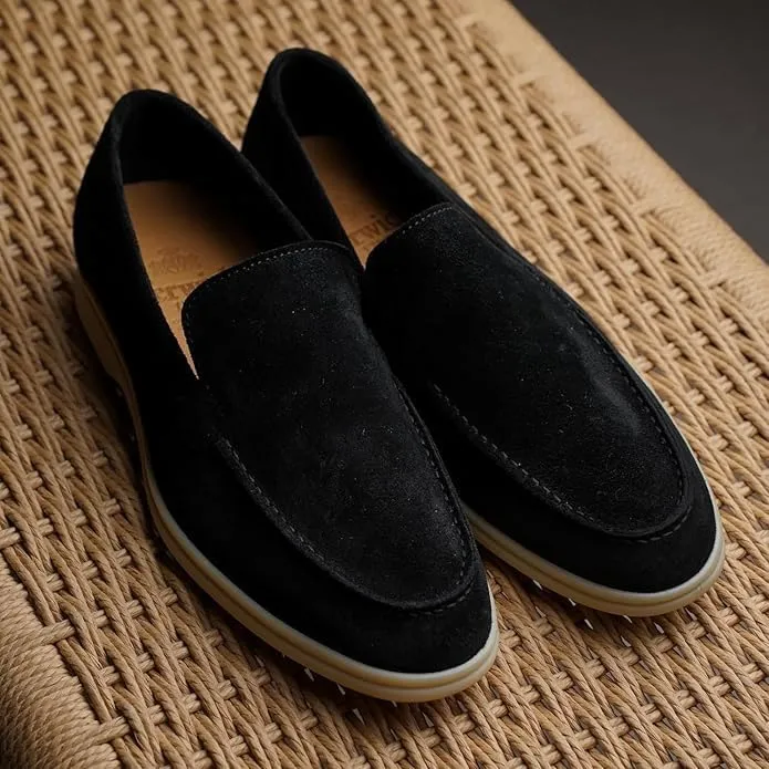Men's Suede Loafers Slip-Ons Moccasins for Men Summer Dress Shoes Lightweight and Breathable Flat Loafer Casual Driving Walking Shoes Oxford Shoes