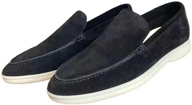 Men's Suede Loafers Slip-Ons Moccasins for Men Summer Dress Shoes Lightweight and Breathable Flat Loafer Casual Driving Walking Shoes Oxford Shoes