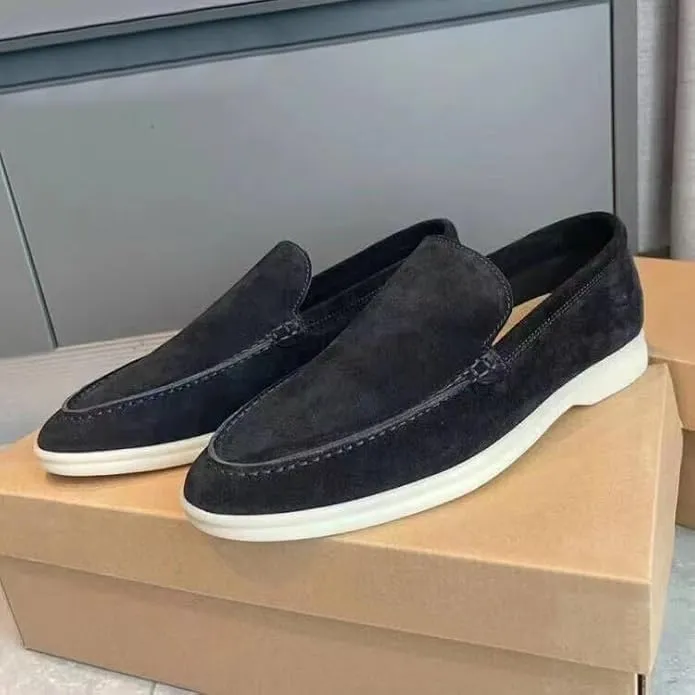 Men's Suede Loafers Slip-Ons Moccasins for Men Summer Dress Shoes Lightweight and Breathable Flat Loafer Casual Driving Walking Shoes Oxford Shoes
