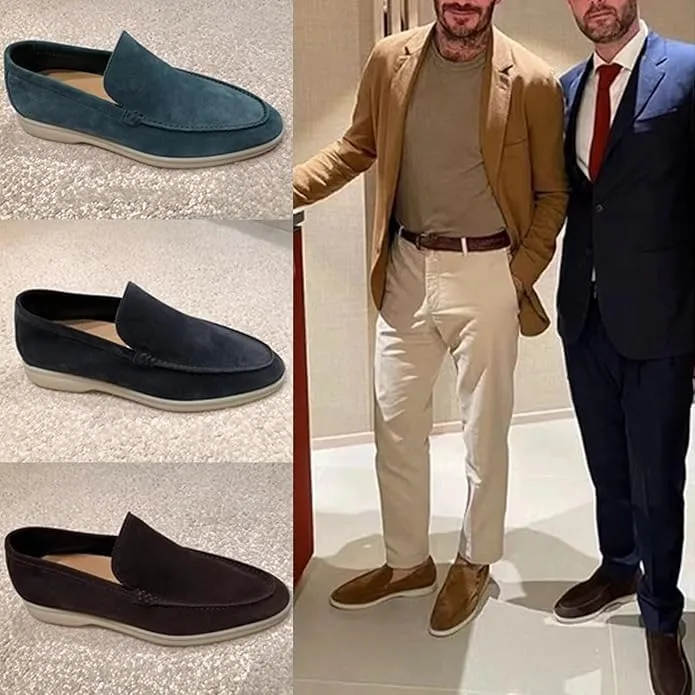 Men's Suede Loafers Slip-Ons Moccasins for Men Summer Dress Shoes Lightweight and Breathable Flat Loafer Casual Driving Walking Shoes Oxford Shoes