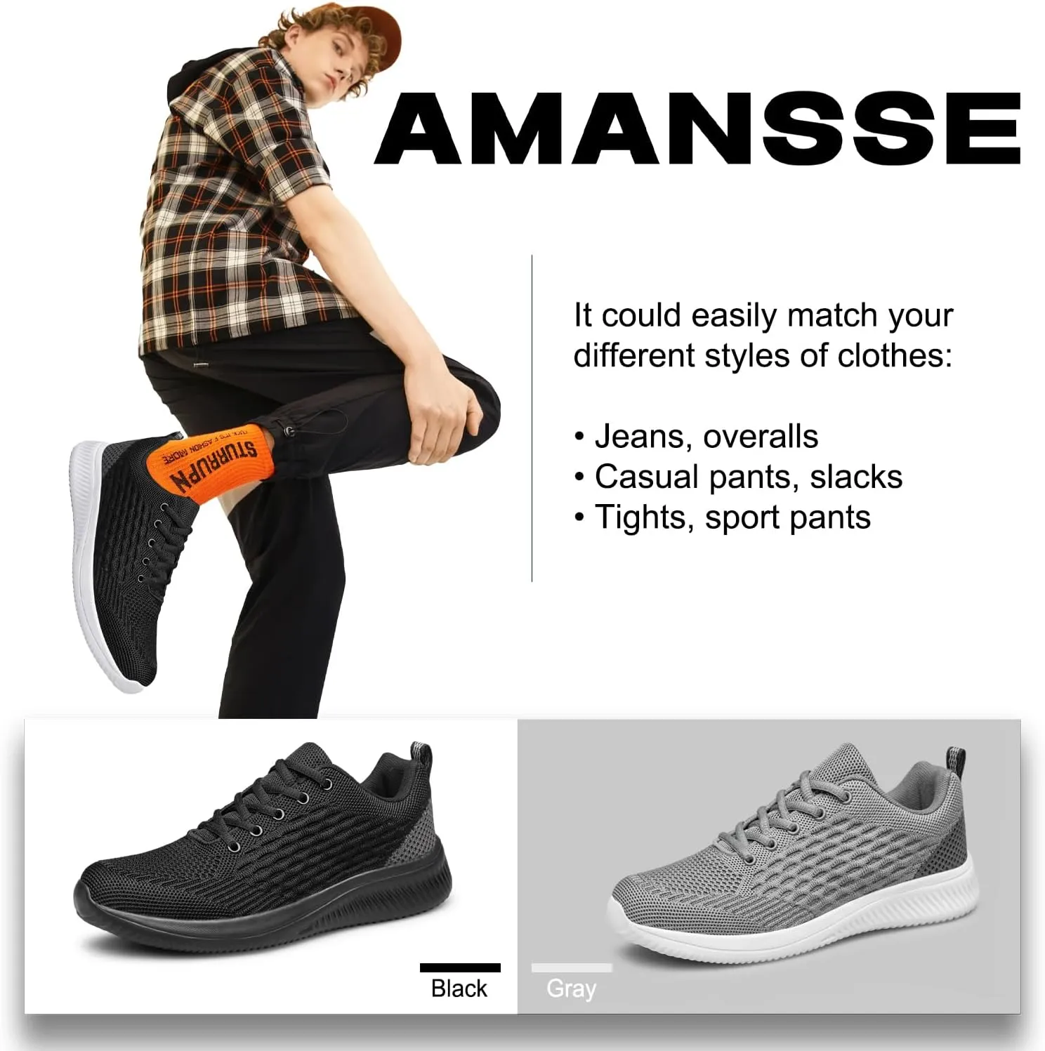 Men's Walking & Running Shoes - Lightweight, Breathable, Comfortable Fashion Sneakers