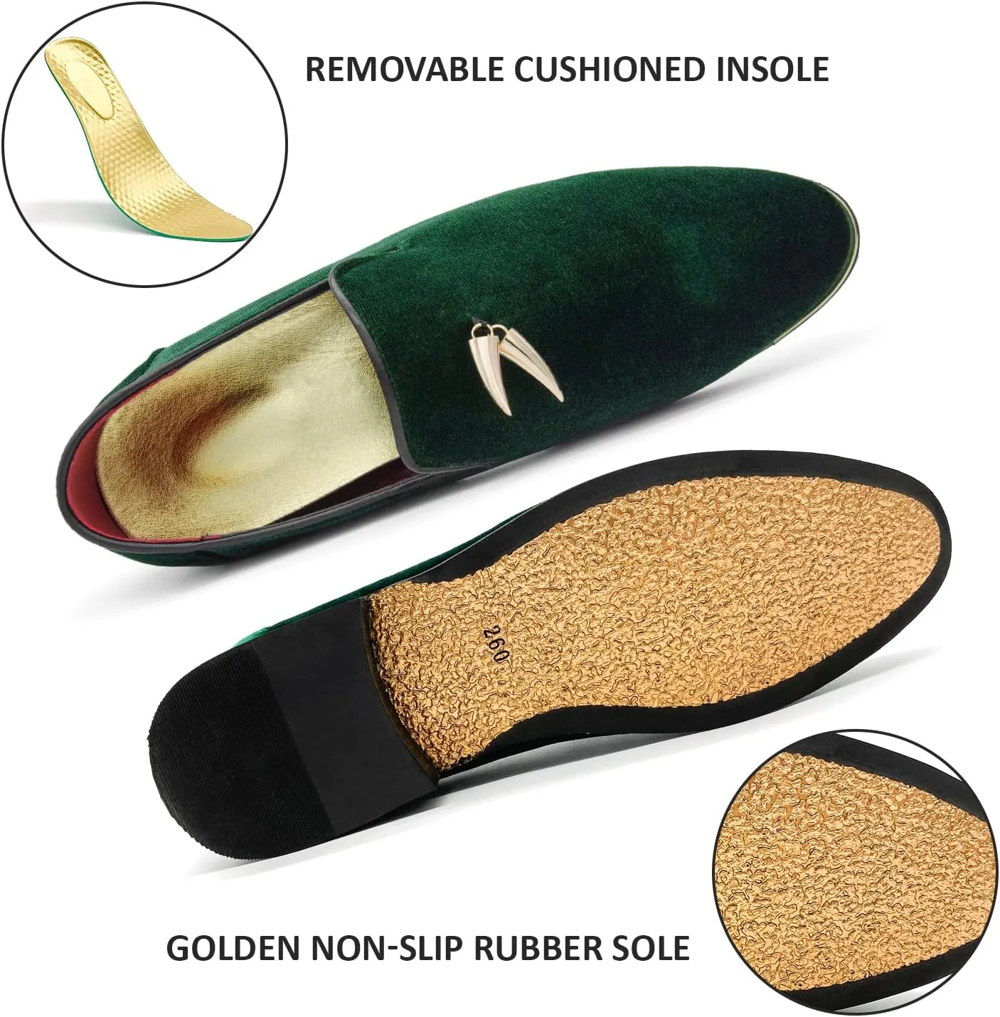 MHB Men's Multiple Colors Velvet Loafer Slip-on Tuxedo Dress Shoes Glitter Suede Smoking Slipper