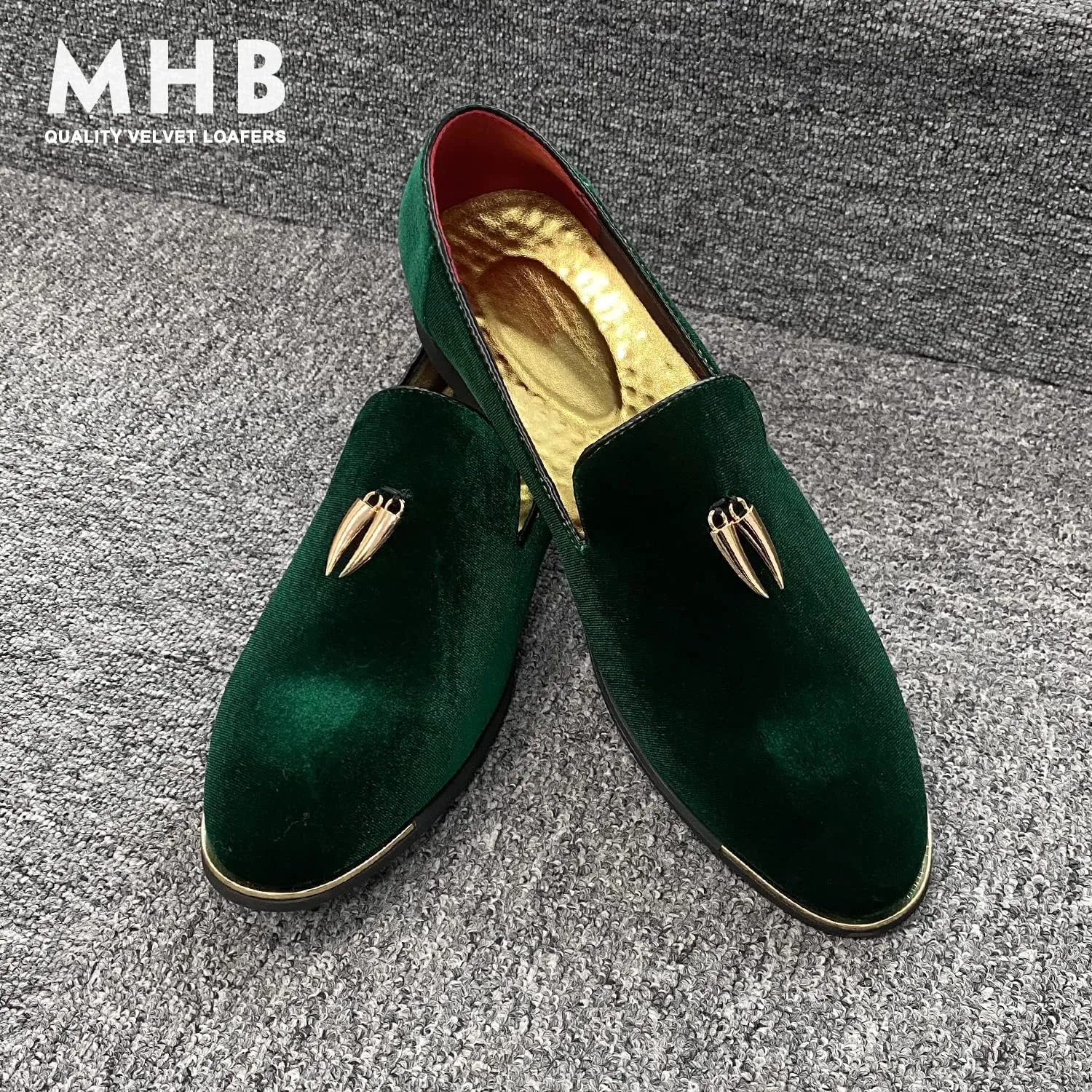 MHB Men's Multiple Colors Velvet Loafer Slip-on Tuxedo Dress Shoes Glitter Suede Smoking Slipper