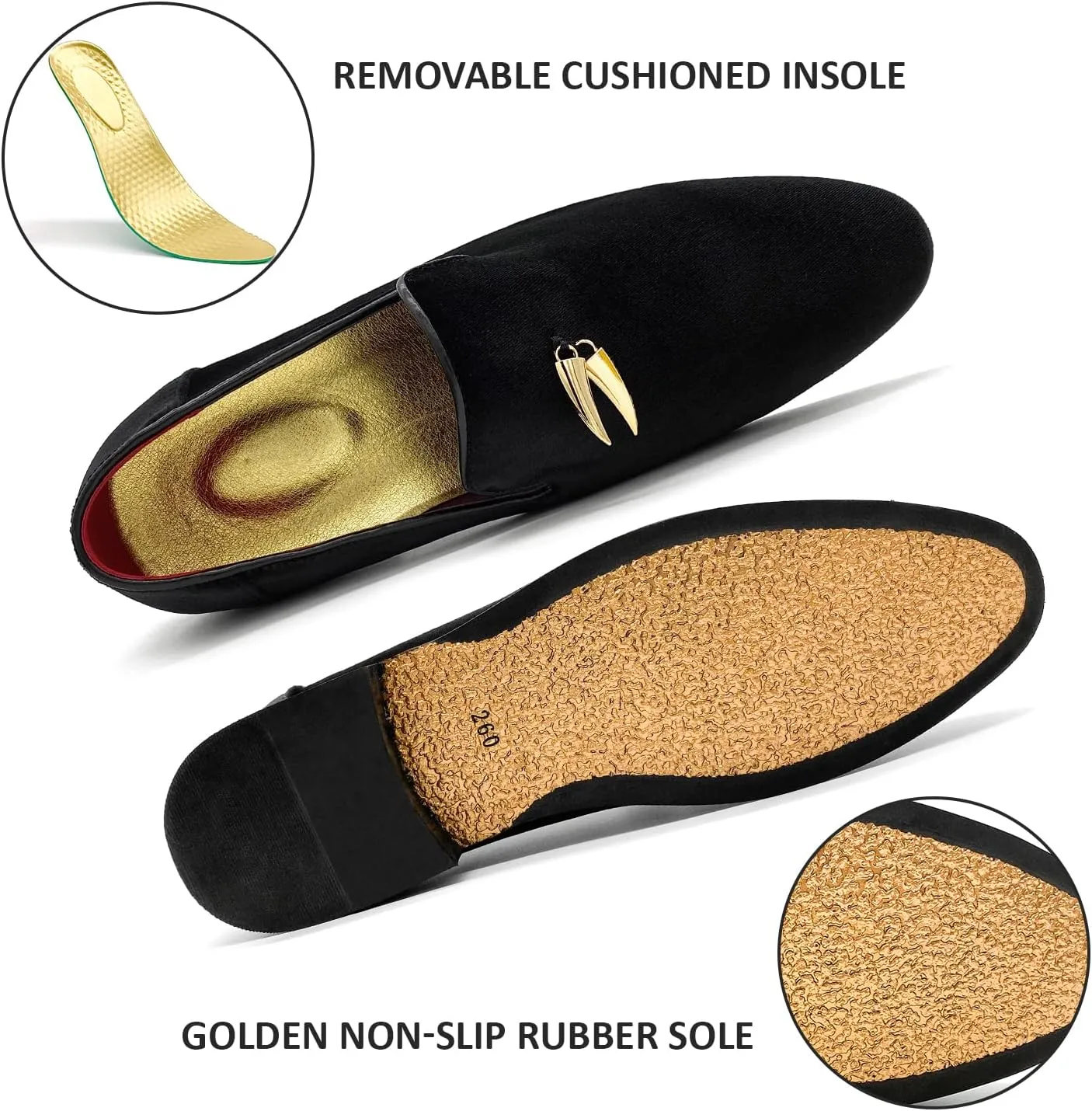 MHB Men's Multiple Colors Velvet Loafer Slip-on Tuxedo Dress Shoes Glitter Suede Smoking Slipper