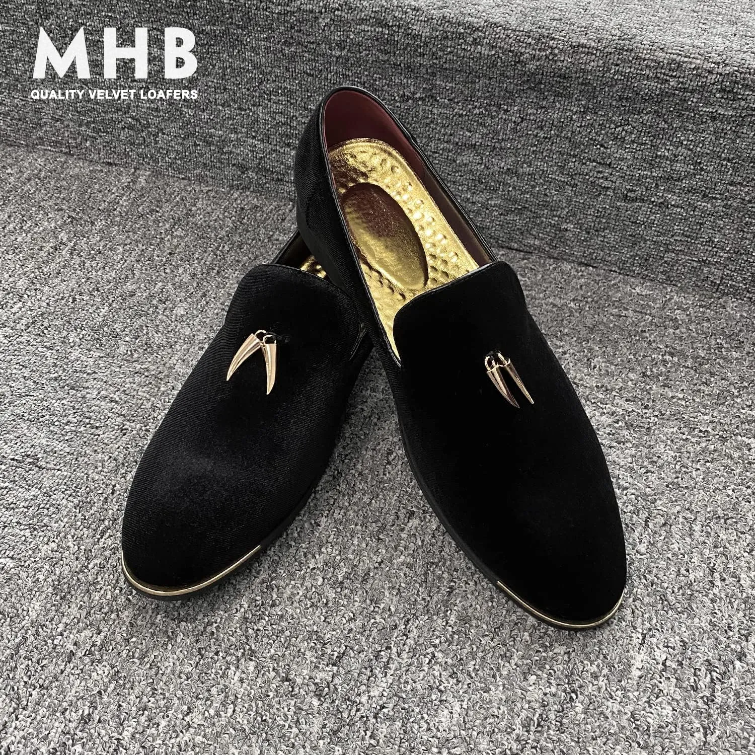 MHB Men's Multiple Colors Velvet Loafer Slip-on Tuxedo Dress Shoes Glitter Suede Smoking Slipper