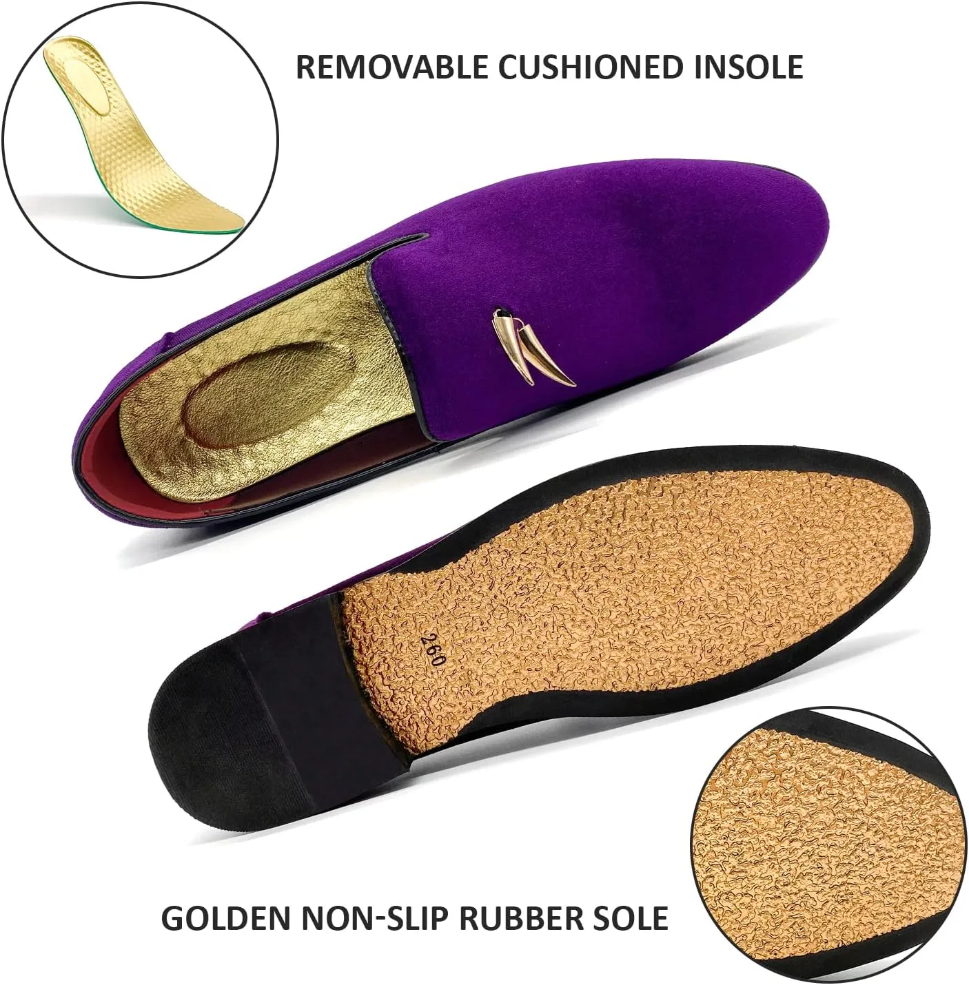 MHB Men's Penny Slip-On Velvet Loafer Suede Dress Shoes Glitter Smoking Slipper