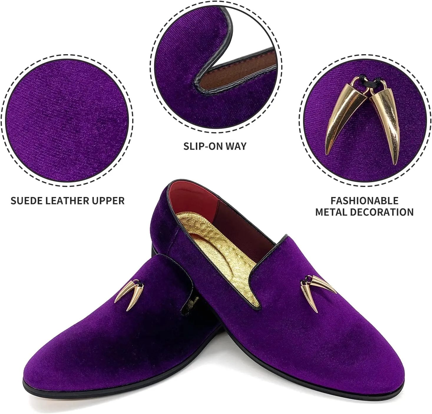 MHB Men's Penny Slip-On Velvet Loafer Suede Dress Shoes Glitter Smoking Slipper