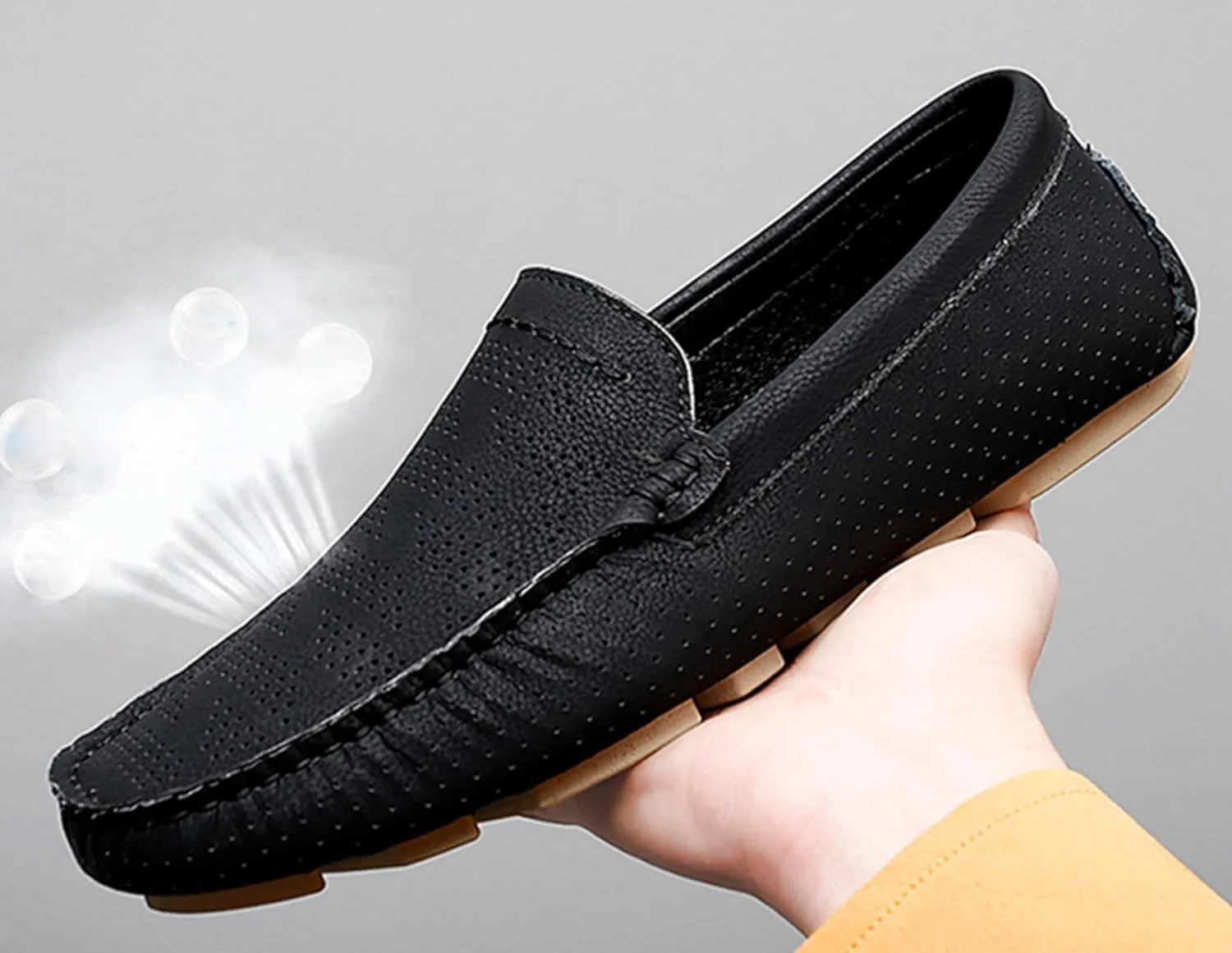 Minishion Boys Mens Casual Summer Shoes Slip on Perforated Breathable Penny Loafers Driver Moccasins YY006