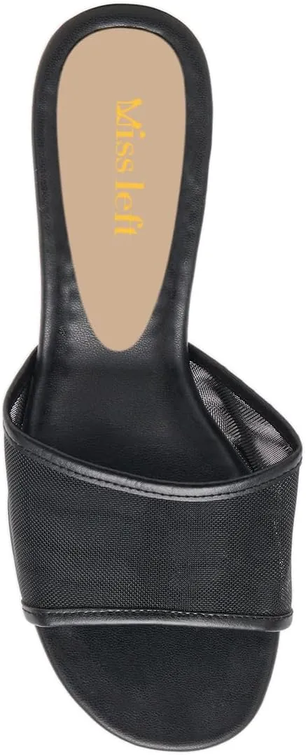 miss left Women Comfortable Low Heel Soft Insole Mesh Mules Slip On Summer Holiday Casual Daily Walking Slide Sandals Size 4-16 US