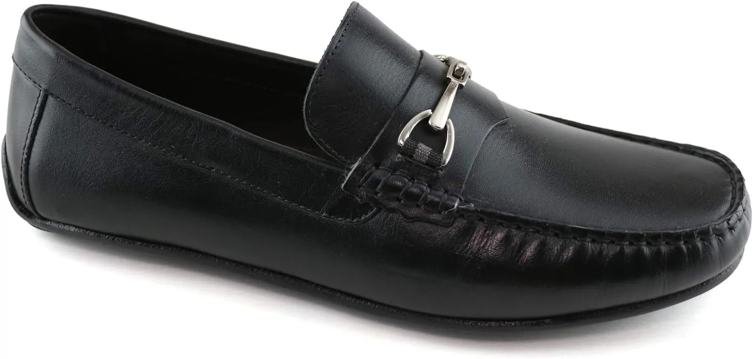 MJNY Mens Casual Comfortable Genuine Leather Lightweight Driving Moccasins Classic Fashion Buckle Loafer Slip On Breathable Driving Loafer