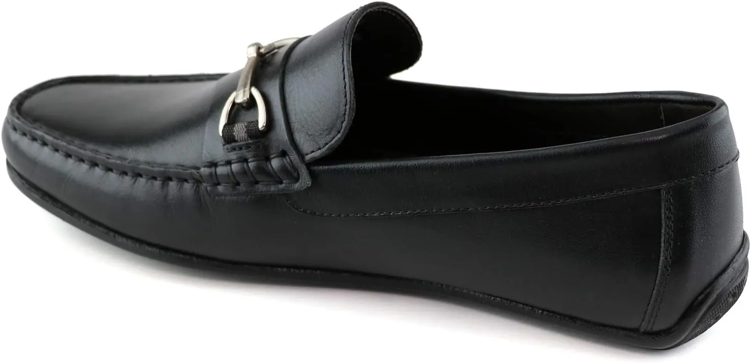 MJNY Mens Casual Comfortable Genuine Leather Lightweight Driving Moccasins Classic Fashion Buckle Loafer Slip On Breathable Driving Loafer
