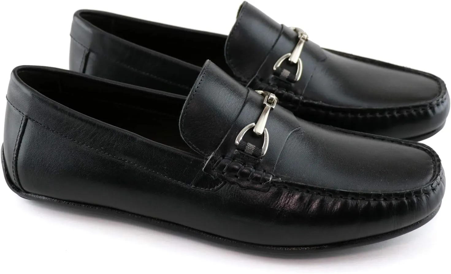 MJNY Mens Casual Comfortable Genuine Leather Lightweight Driving Moccasins Classic Fashion Buckle Loafer Slip On Breathable Driving Loafer