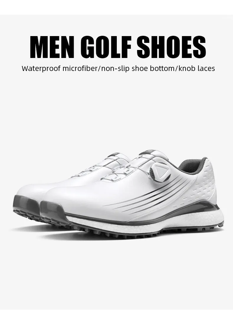 MOEYES M22XZ01 men sports golf shoes size 8 waterproof custom leather golf shoes