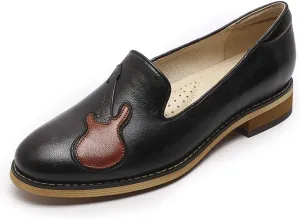 Mona flying Women's Leather Penny Loafers Slip On Flats Office Ladies Casual Shoes