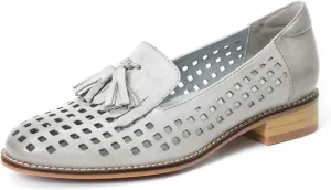 Mona flying Women's Leather Tassel Loafers Slip On Flats Office Ladies Casual Shoes