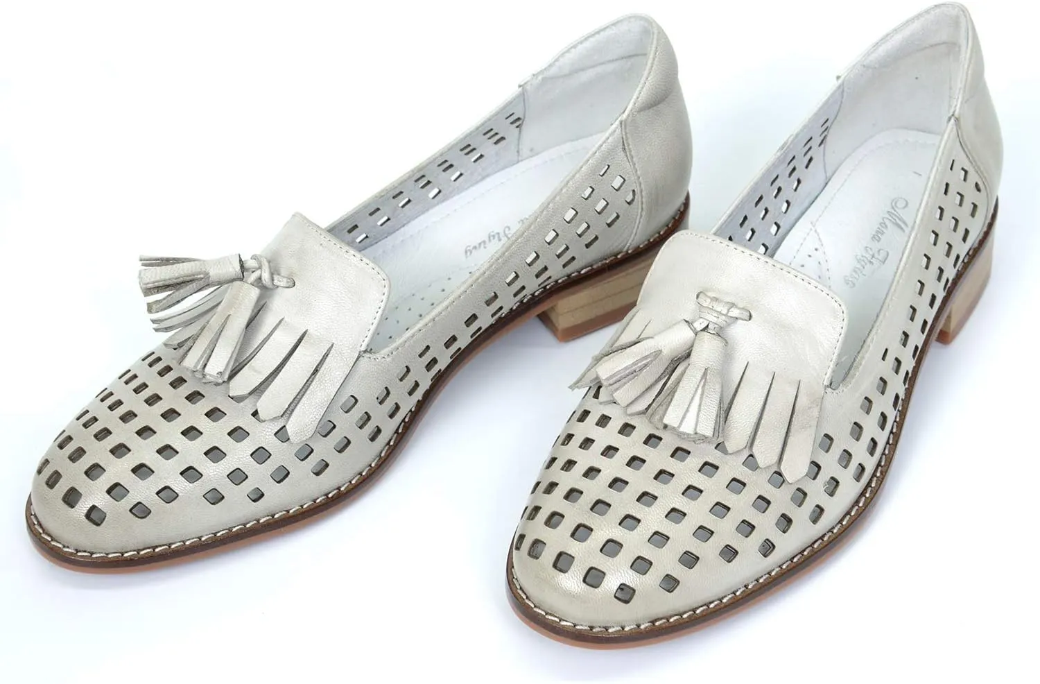 Mona flying Women's Leather Tassel Loafers Slip On Flats Office Ladies Casual Shoes