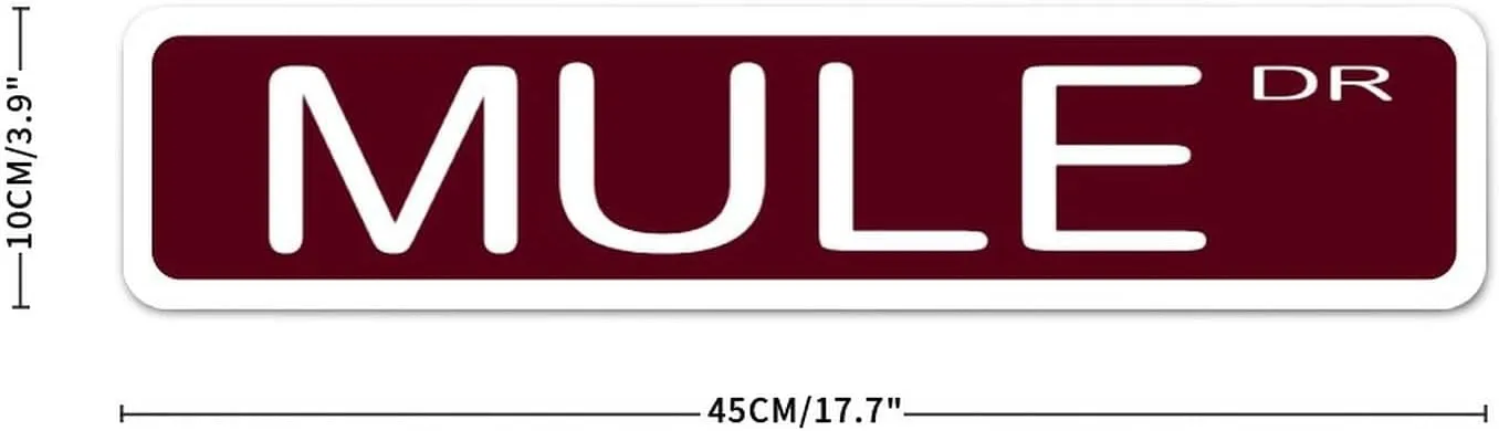 Mule Street Signs Novelty 4" x 18" Road Sign Aluminum Metal Door Yard Plaque Decor for Home Indoor Outdoor Man Cave Business