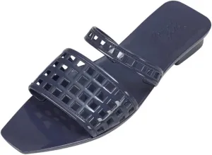 Mule/Squared Open Toe Dress Slides Sandals, Confortable Low Block Heel Jellies/Jelly Shoes for Women