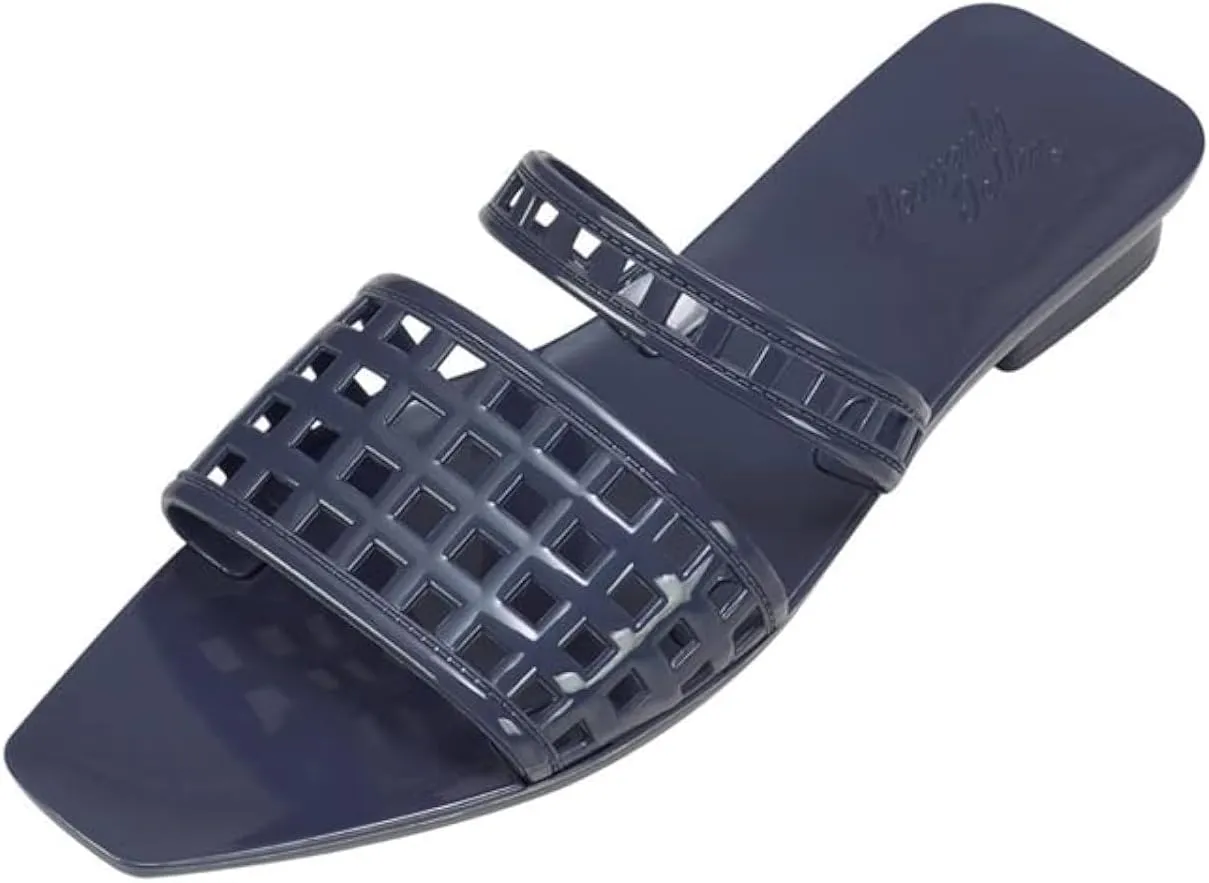 Mule/Squared Open Toe Dress Slides Sandals, Confortable Low Block Heel Jellies/Jelly Shoes for Women