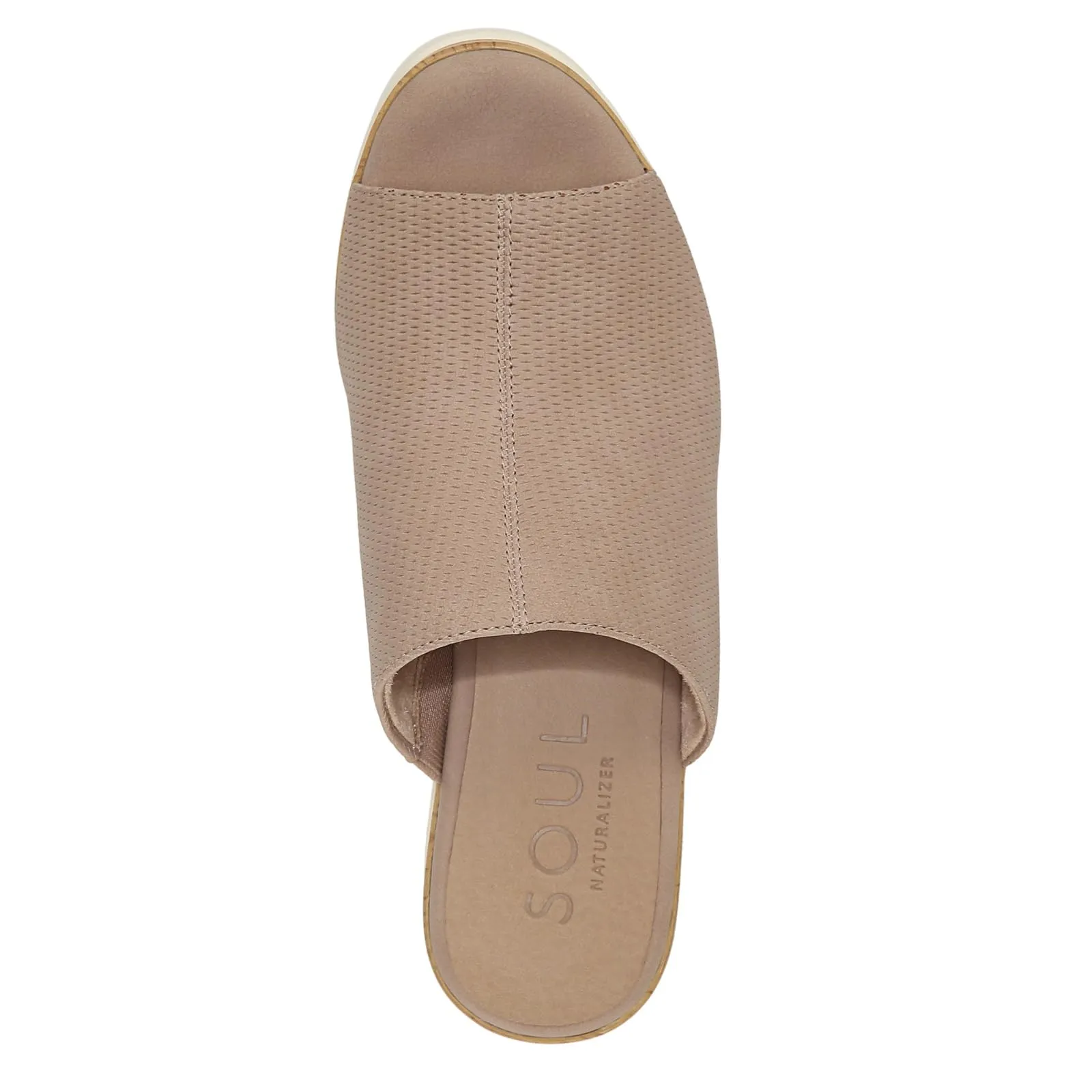 Naturalizer SOUL Women's Goodtimes Mule Slip On Wedge Sandal Light Taupe Suede 8M