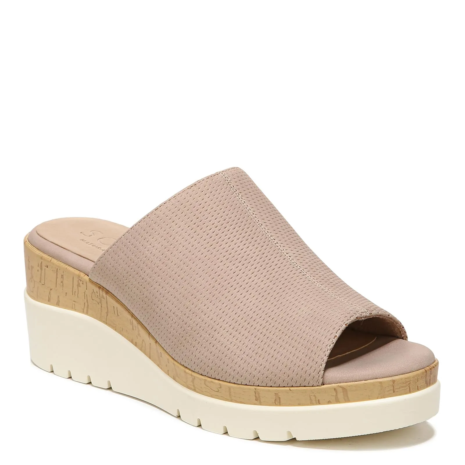 Naturalizer SOUL Women's Goodtimes Mule Slip On Wedge Sandal Light Taupe Suede 8M