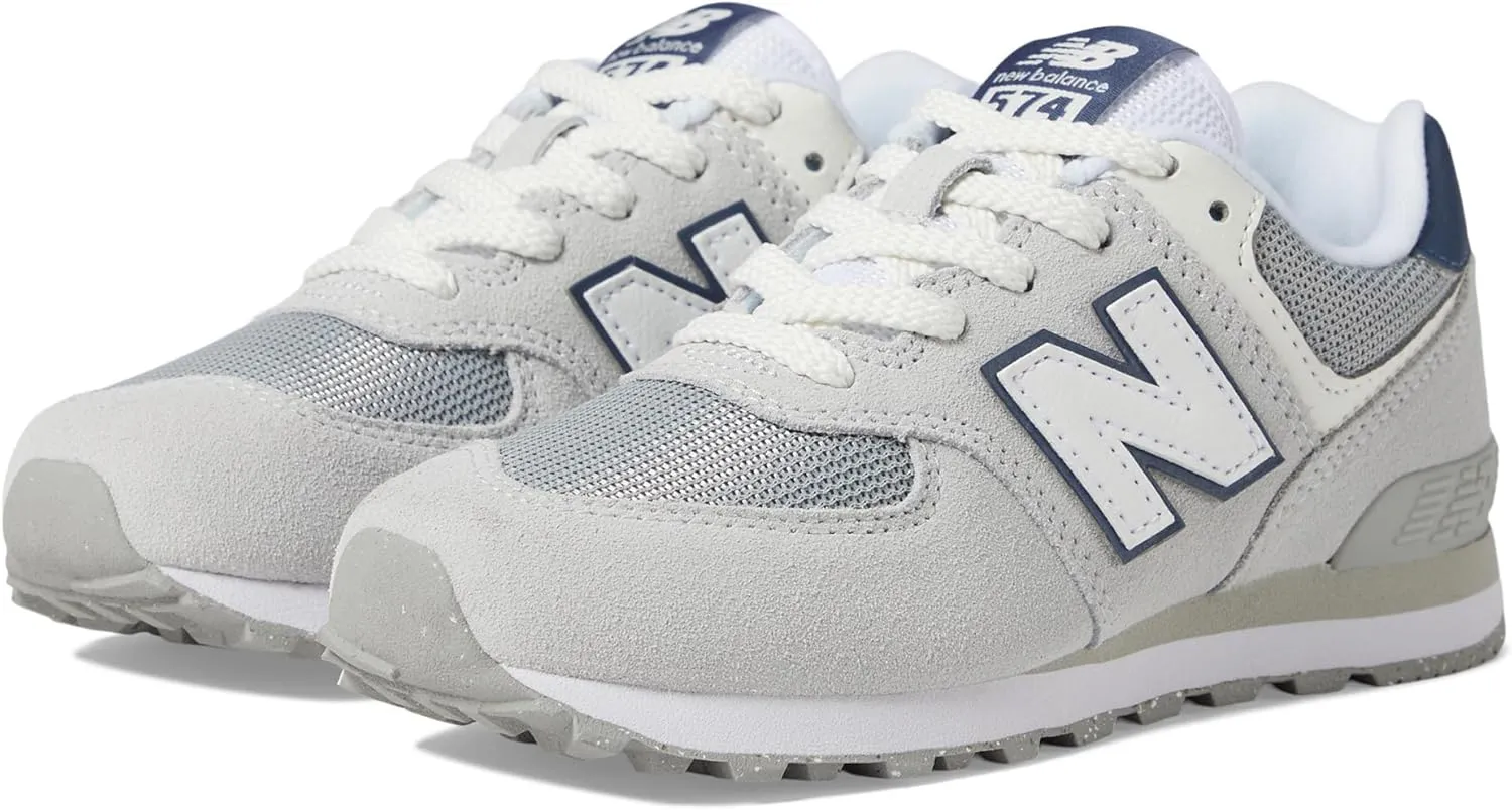 New Balance Kids 574 V1 70s Racing Lace-up Sneaker, Brighton Grey/Nb Navy, 1 Wide US Unisex Little