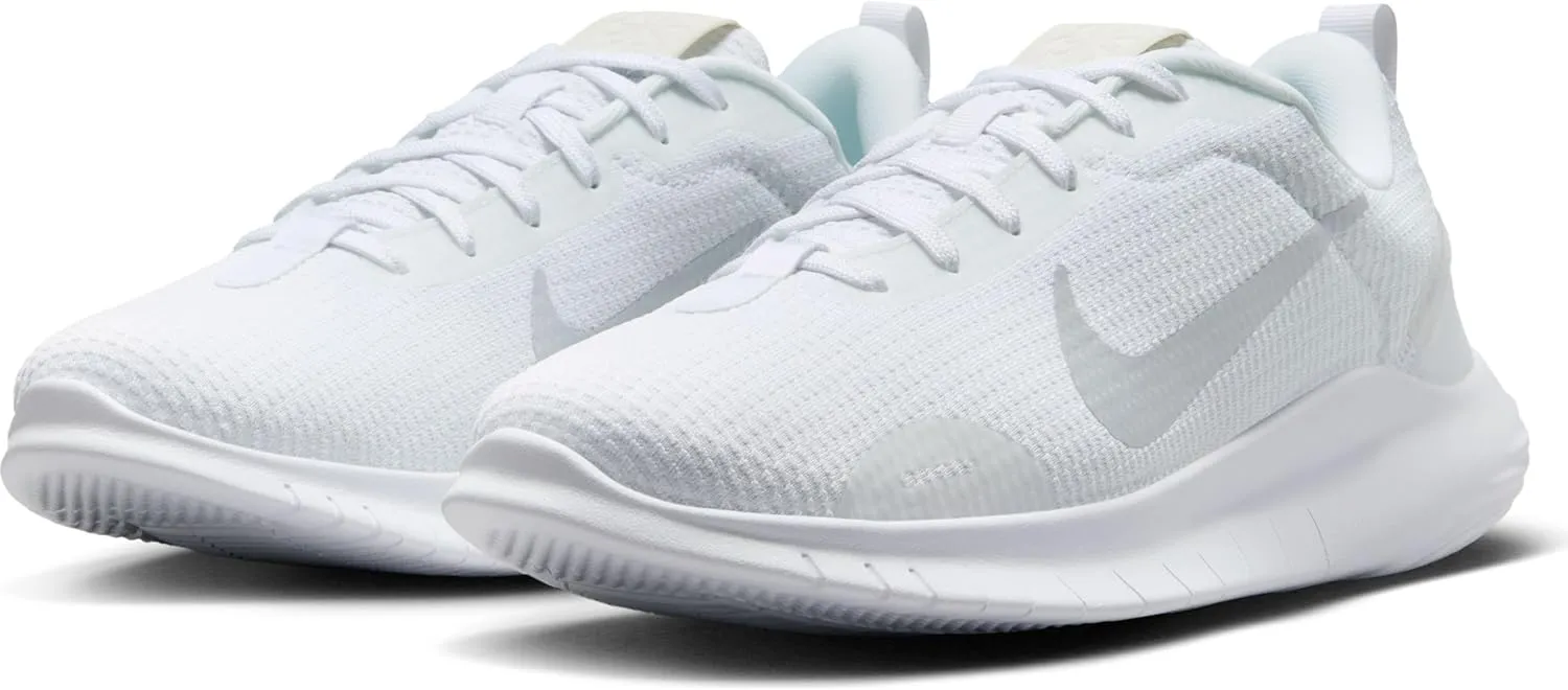 Nike Women's Flex Experience 12 Road Running Shoes Sneaker, White/Pure Platinum, 5