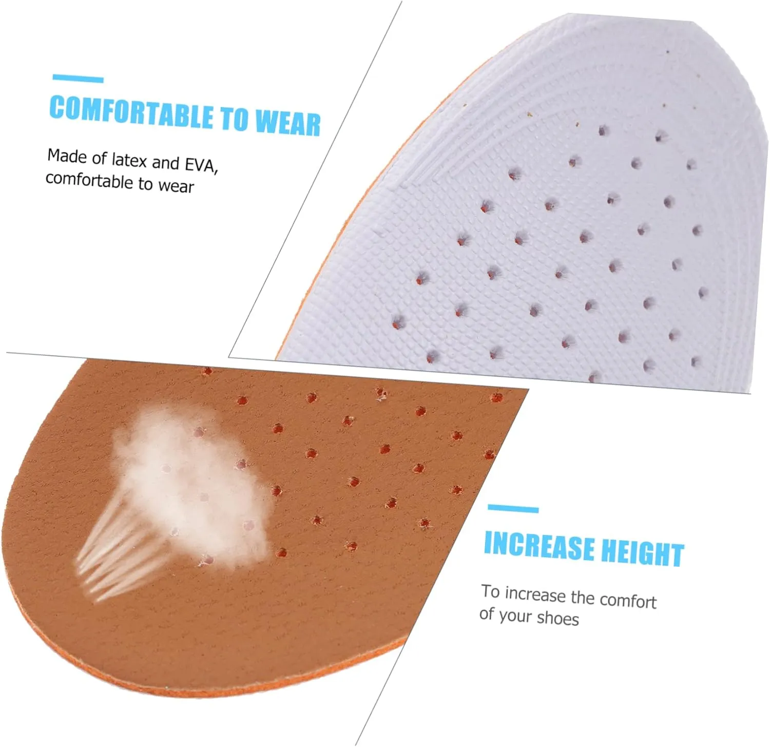 NOLITOY Height Boost in Style 2.5cm Lift Insoles Women's Men's Breathable Pig Skin for Fashionable Footwear