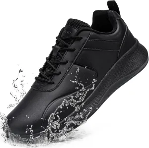 Non Slip Work Shoes for Women Food Service Lightweight Waterproof Kitchen Chef Shoe Restaurant Walking Sneakers Nursing Slip Resistant Footwear, Black