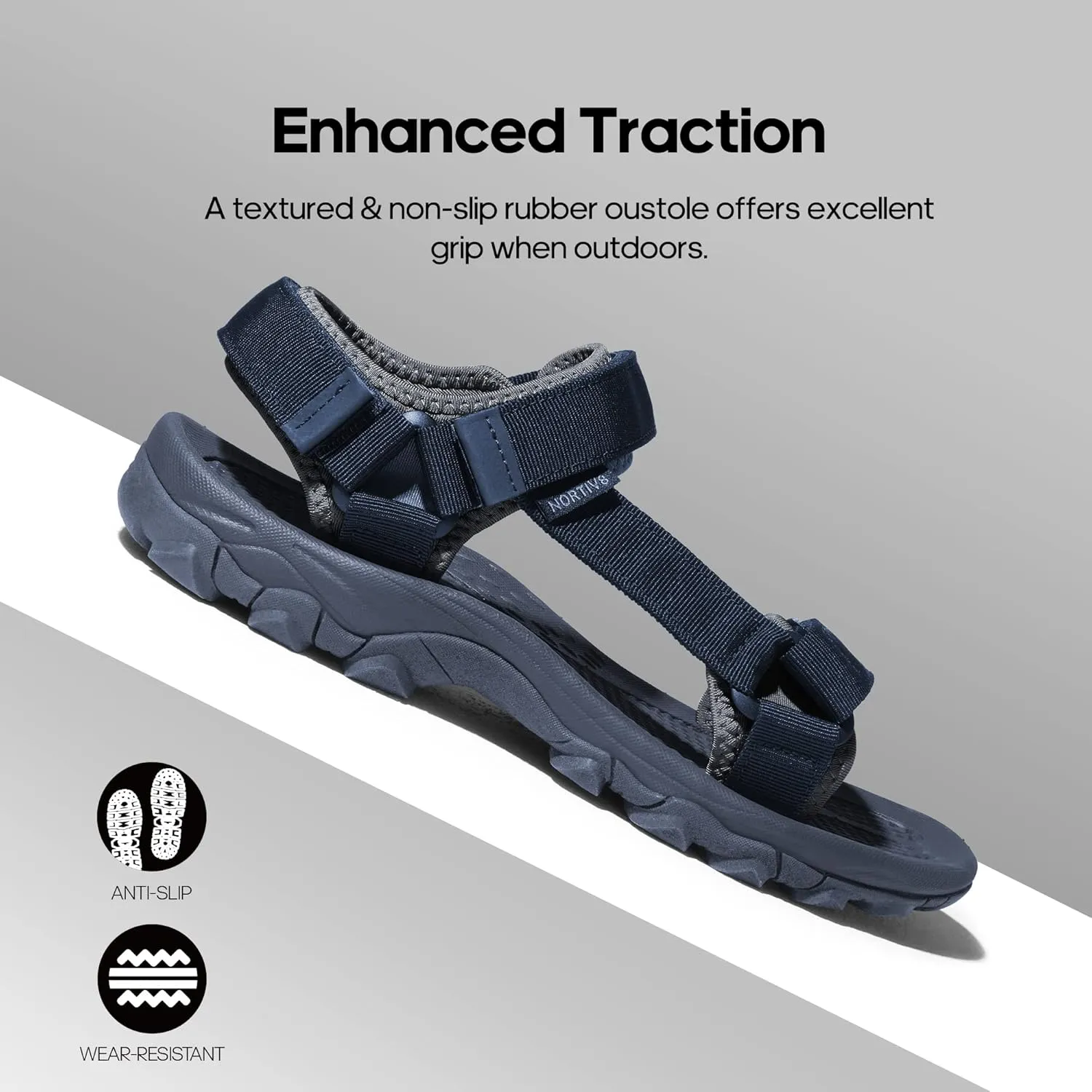 NORTIV 8 Men's Sandals Hiking Sports Lightweight Summer Water Arch Support River Open Toe Athletic Trail Outdoor Walking Sandals Longdo
