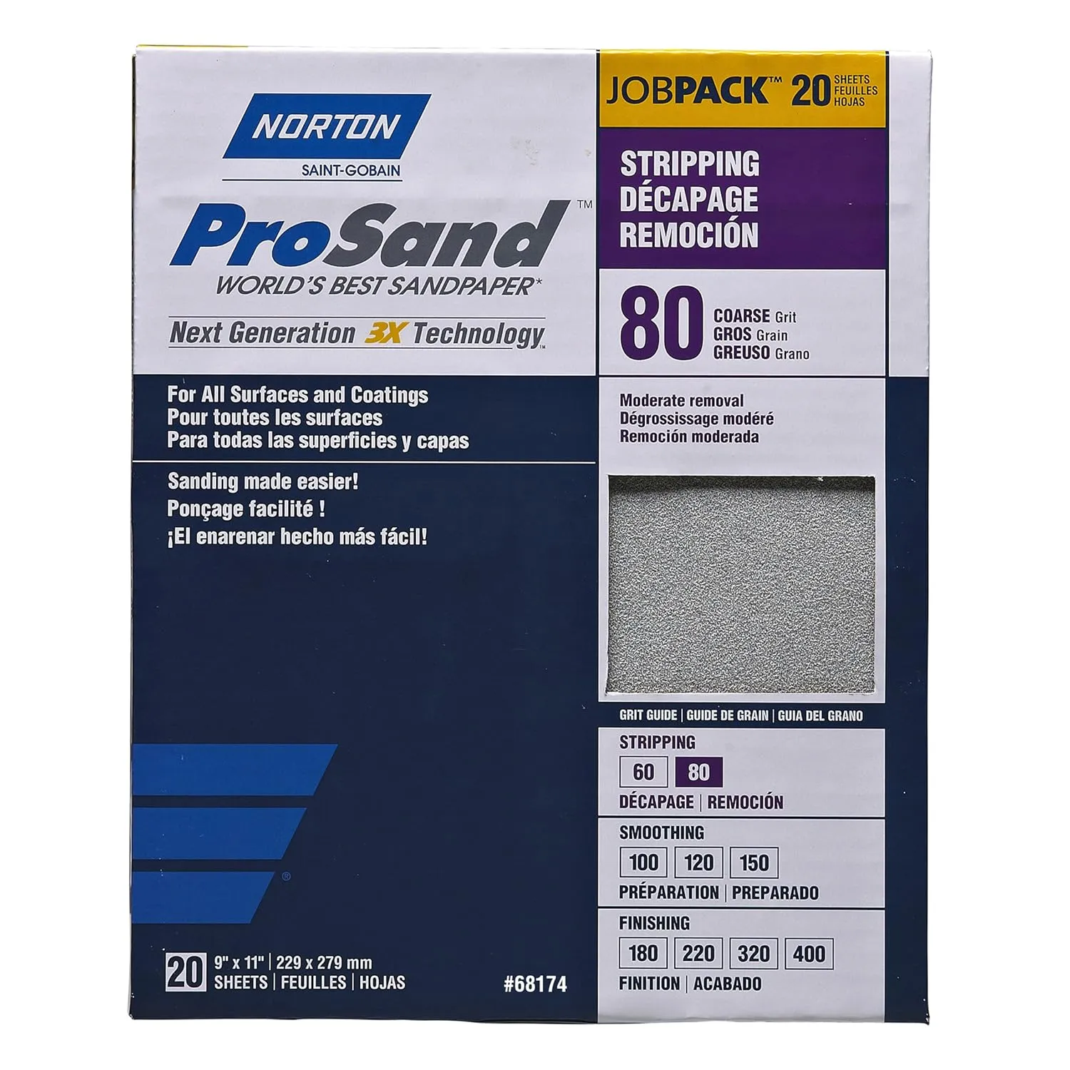 Norton ProSand 9" x 11" Sanding Sheets 80G 20 Pack