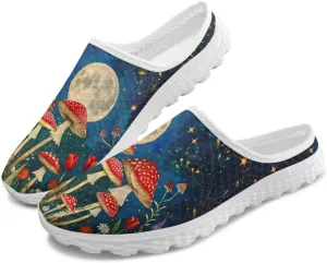 Novelty Mushrooms Women's Slip On Mule Sneakers Anti-Slip Walking Shoes with Elastic Thick Sole for Outdoor Indoor