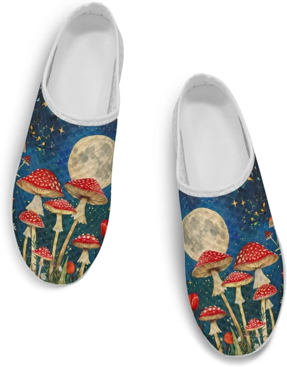Novelty Mushrooms Women's Slip On Mule Sneakers Anti-Slip Walking Shoes with Elastic Thick Sole for Outdoor Indoor