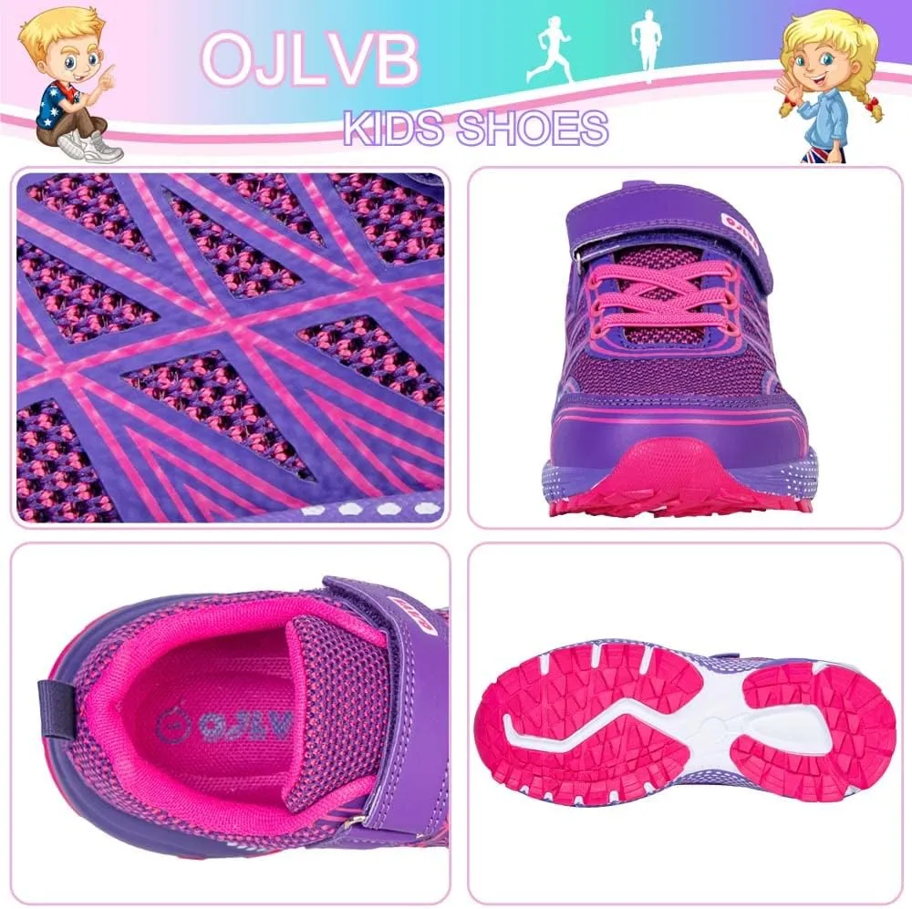 OJLVB Boys Girls Sneakers, Kids Tennis Running Shoes, Athletic Walking Gym Trail Shoe Breathable Lightweight
