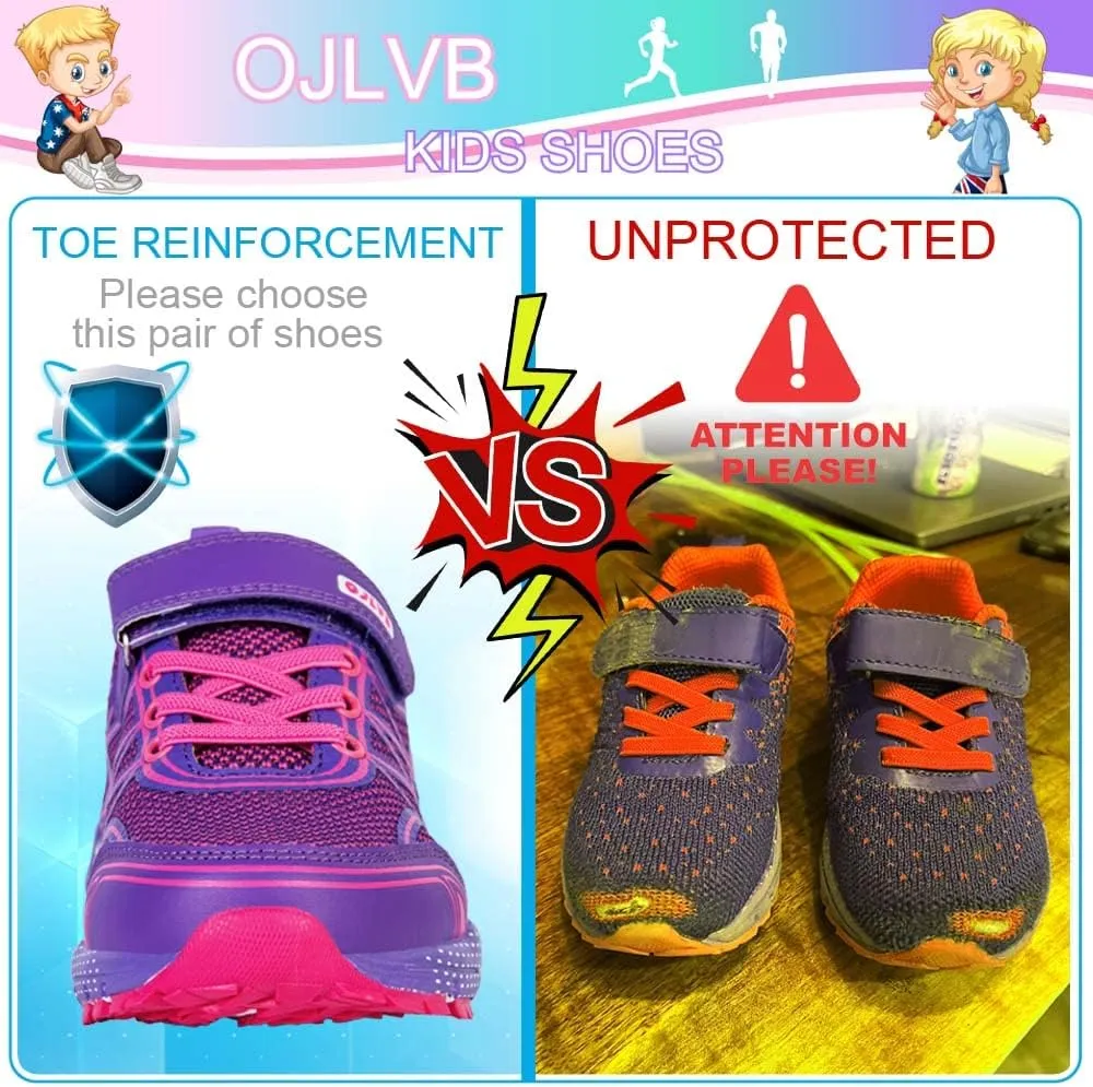 OJLVB Boys Girls Sneakers, Kids Tennis Running Shoes, Athletic Walking Gym Trail Shoe Breathable Lightweight