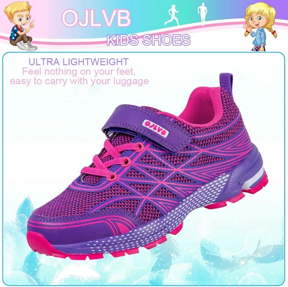 OJLVB Boys Girls Sneakers, Kids Tennis Running Shoes, Athletic Walking Gym Trail Shoe Breathable Lightweight