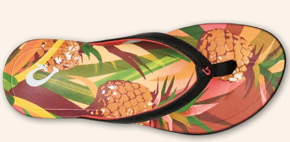 Olukai Black/Pineapple Hoopio Hau Women's Sandals 20437-40PZ