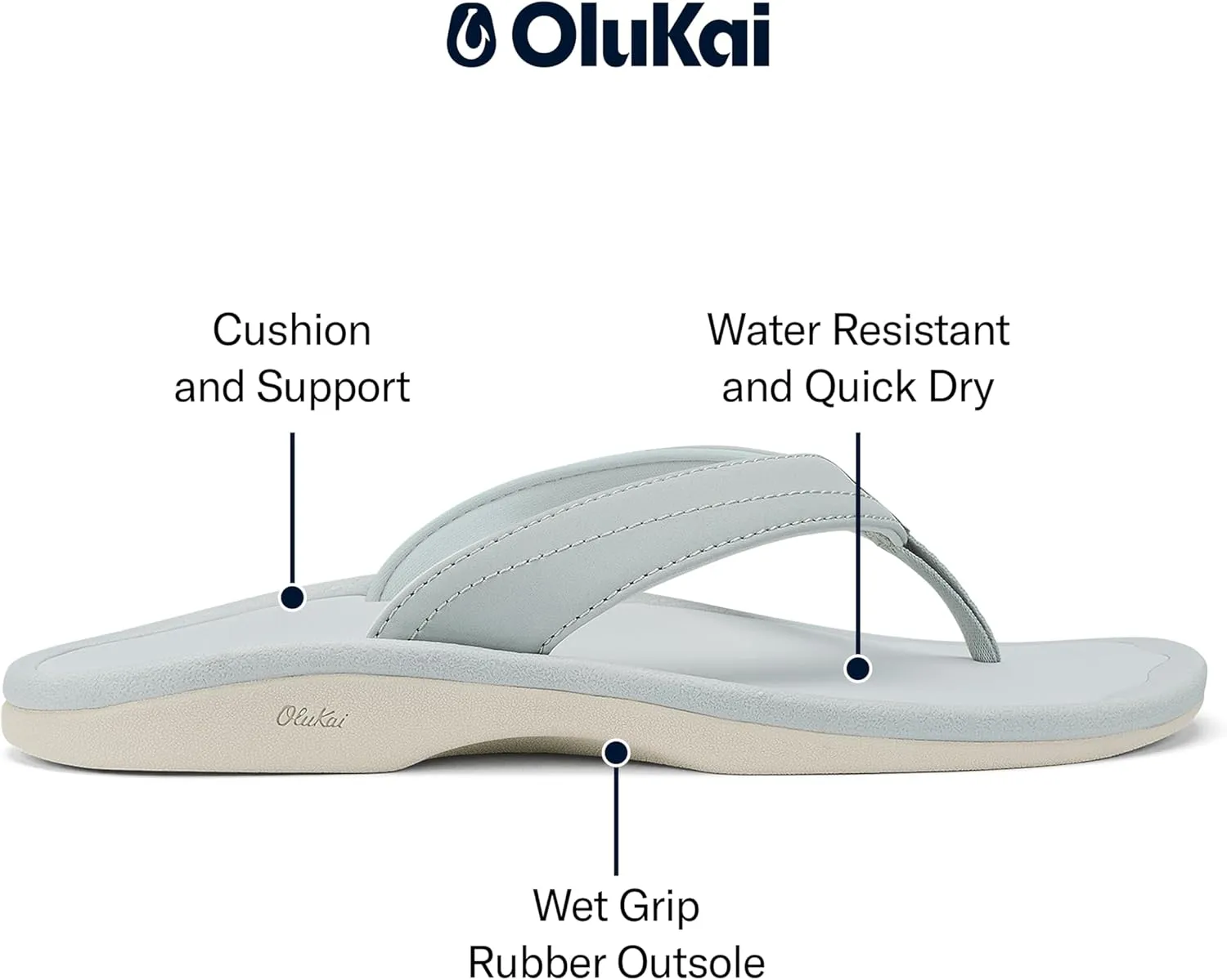 OLUKAI Ohana Women's Beach Sandals, Water Resistant Flip Flops, Arch Support & Comfort Fit, Lightweight & Durable, Enhanced Grip & Traction
