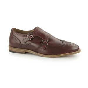 Paolo Vandini POWICK Mens Leather Wingtip Brogue Monk Shoes Burgandy