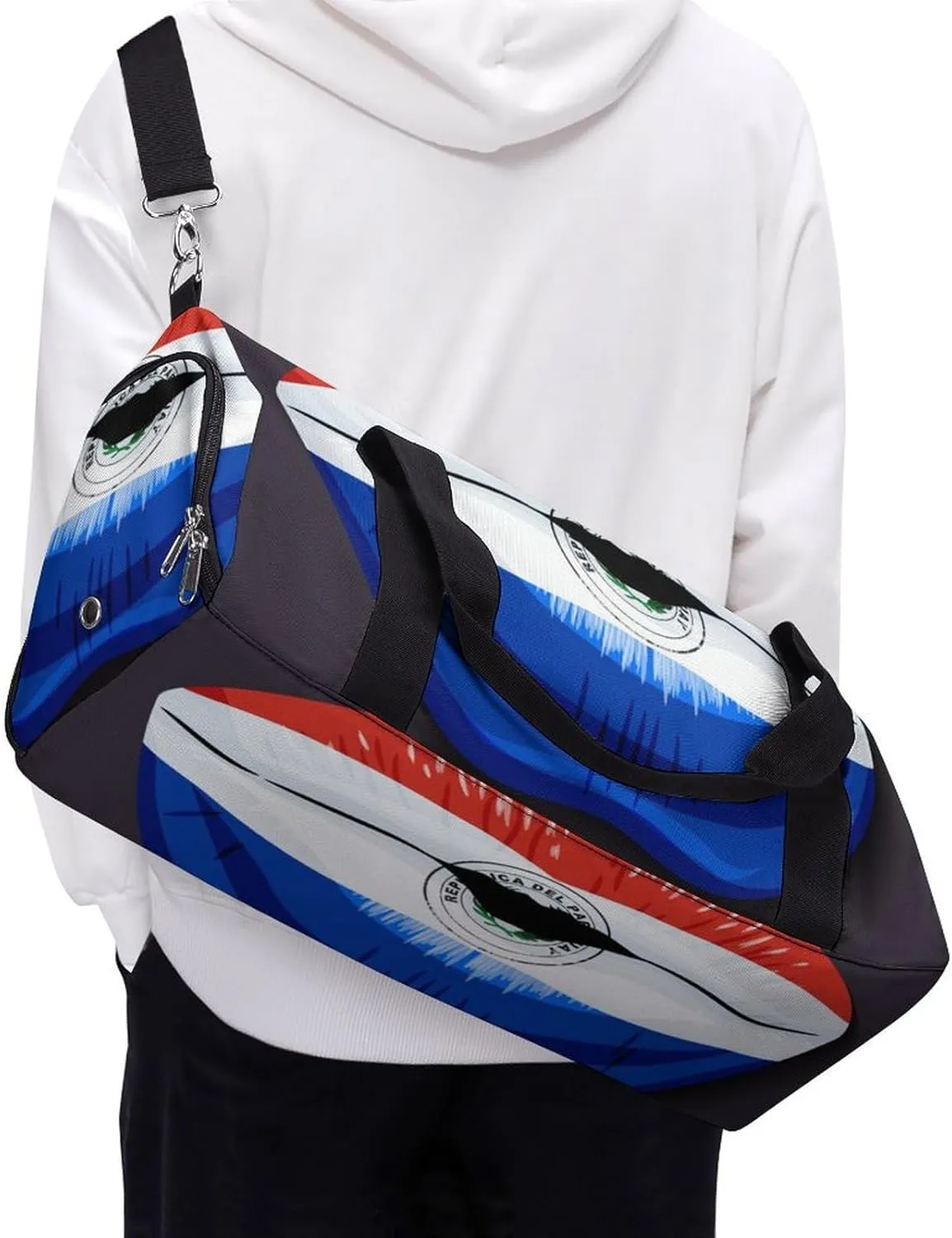 Paraguay Flag Lips Duffel Bag for Men Women with Shoe Compartment Lightweight Gym Bag
