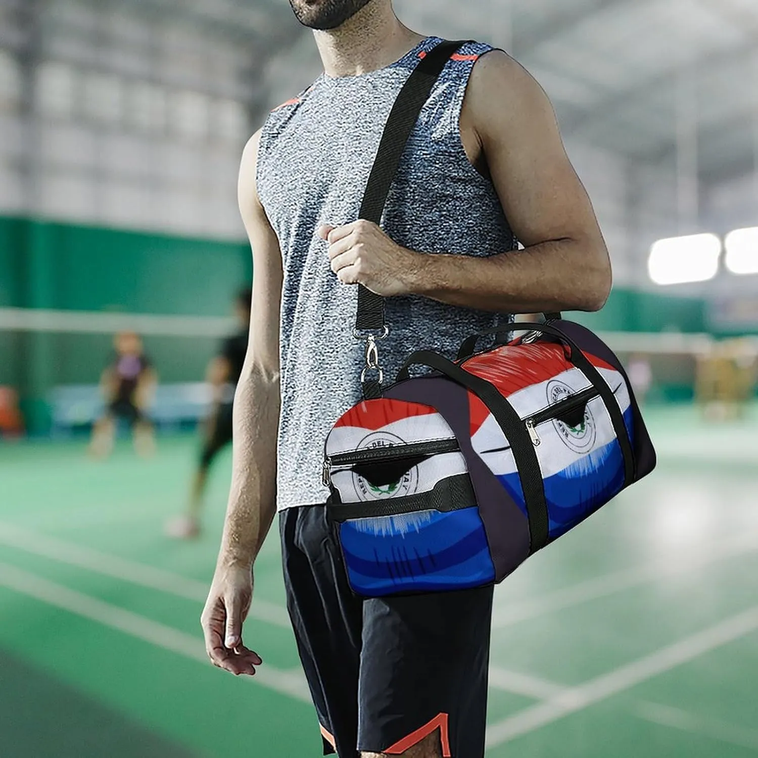 Paraguay Flag Lips Duffel Bag for Men Women with Shoe Compartment Lightweight Gym Bag