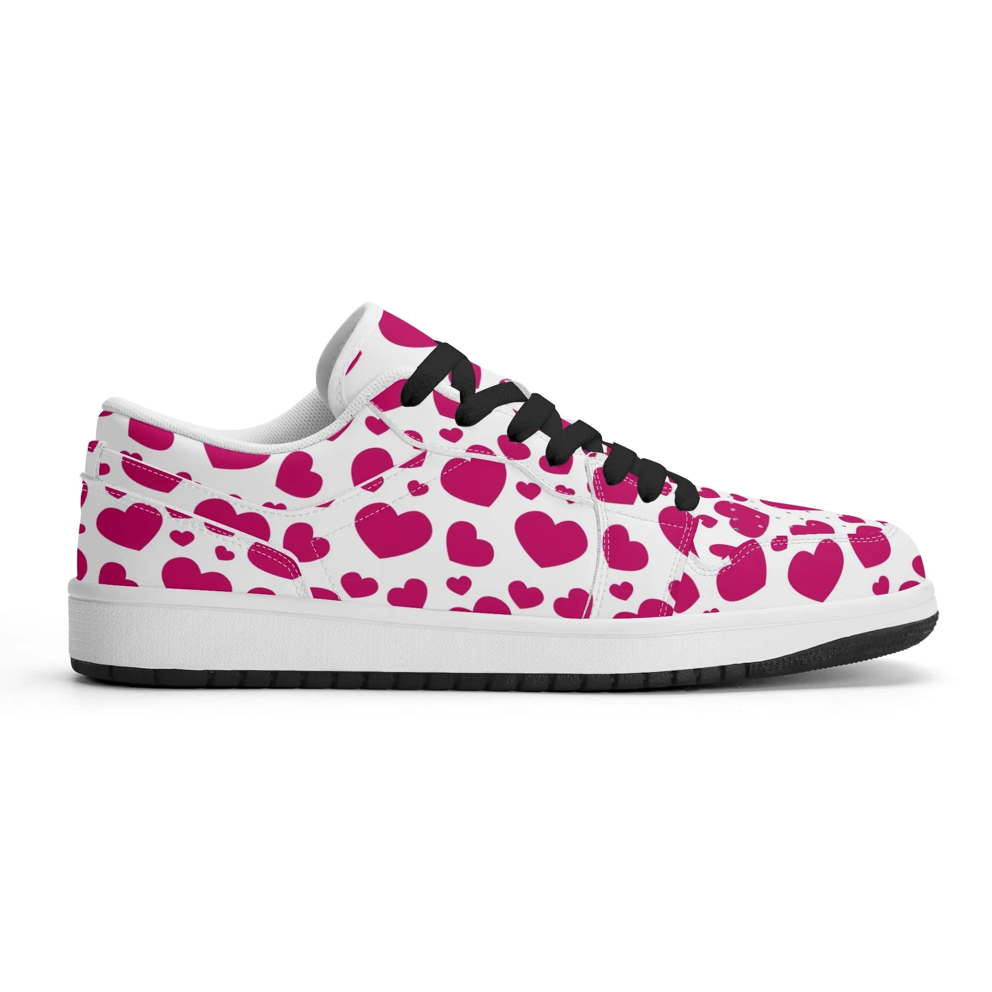 Pink Hearts Low Top Leder Sneaker für Damen