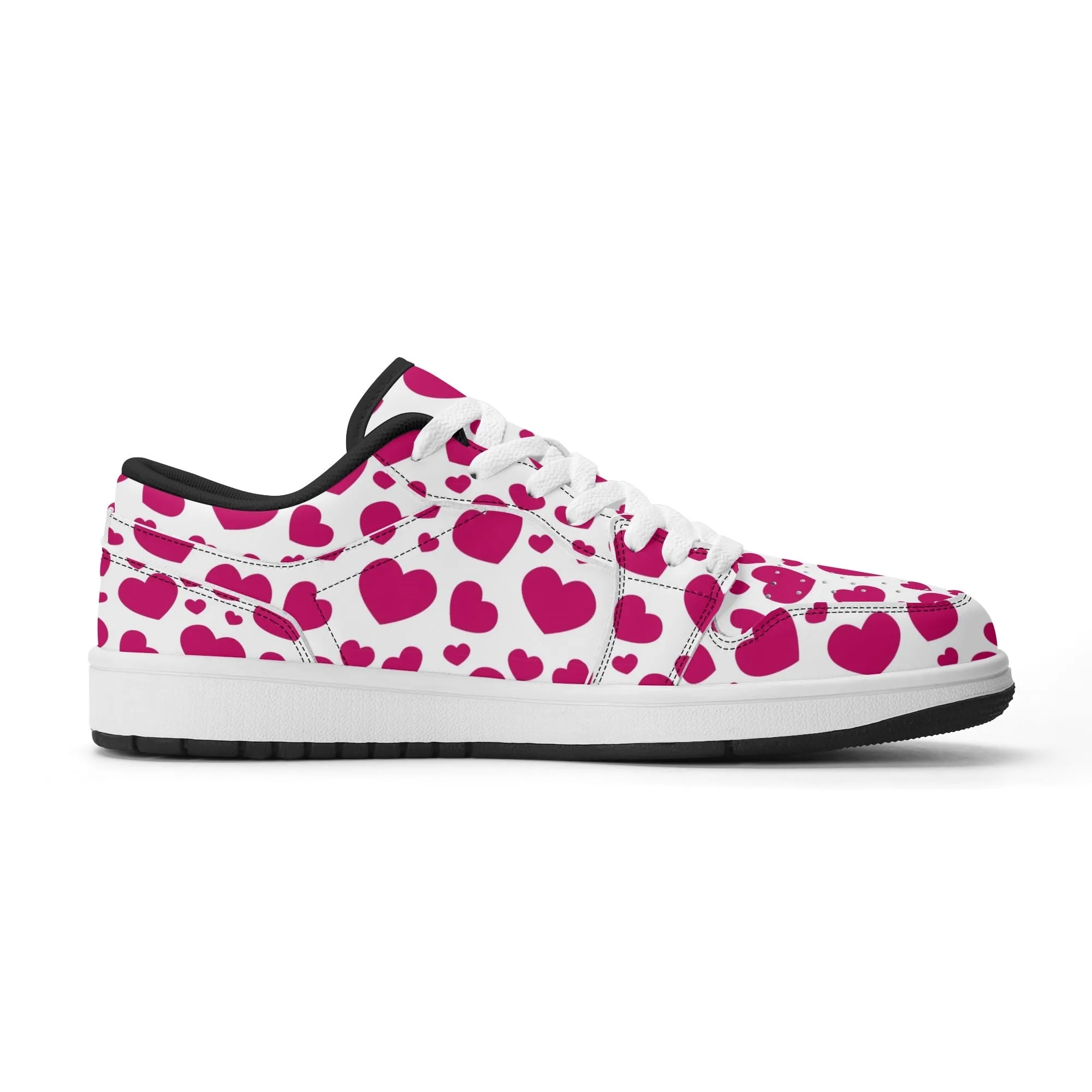 Pink Hearts Low Top Leder Sneaker für Damen